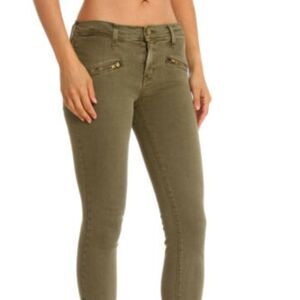 Current/Elliott The Soho Zip Stiletto Pants In Army Ankle Zip 30 x 28